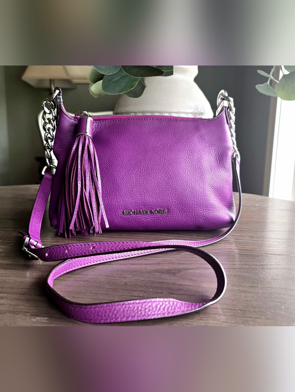 ☀️ Michael Kors Weston Magenta Leather Small Messenger Bag